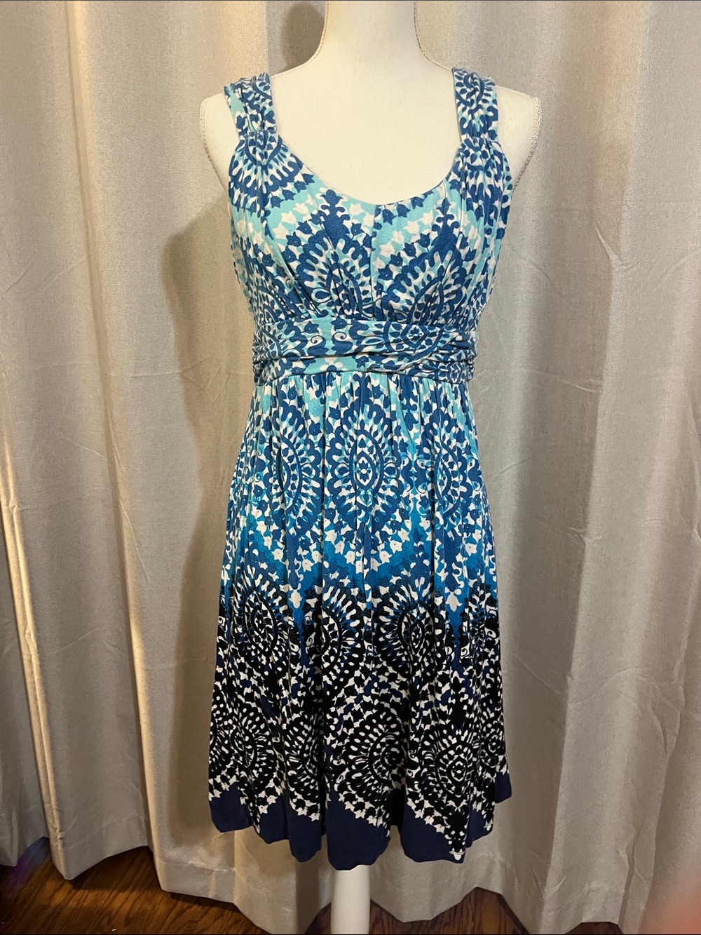 Style & Co. Blue Multi-Patterned Sleeveless Sundress Dress